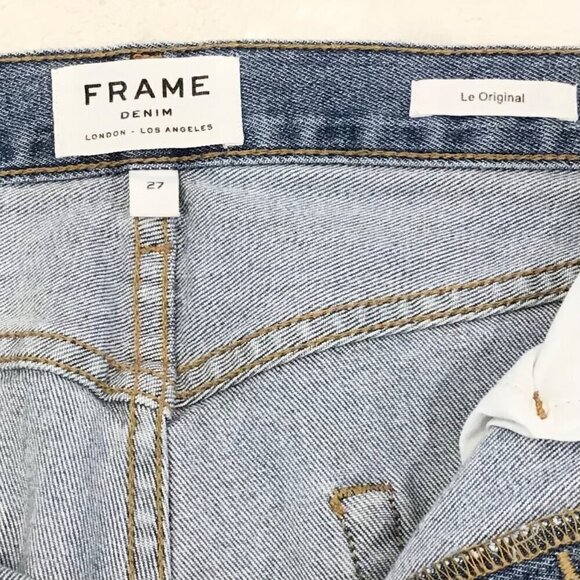 FRAME 27 Le Original High Rise Straight  Cropped Women’s Jeans Distressed McLane - Picture 10 of 13